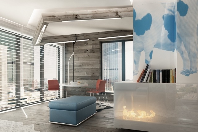 appartement-éclectique-cheminée-minimaliste