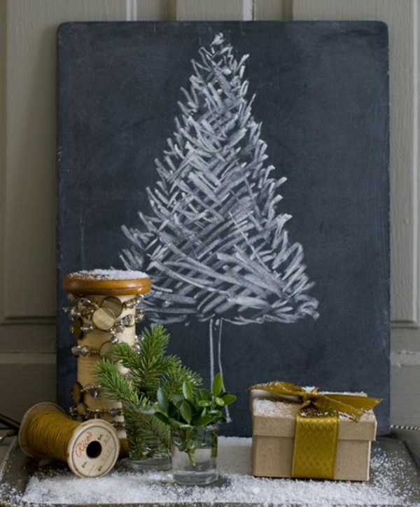 arbre-de-Noël-dessiner-tableau-noir-cadeau