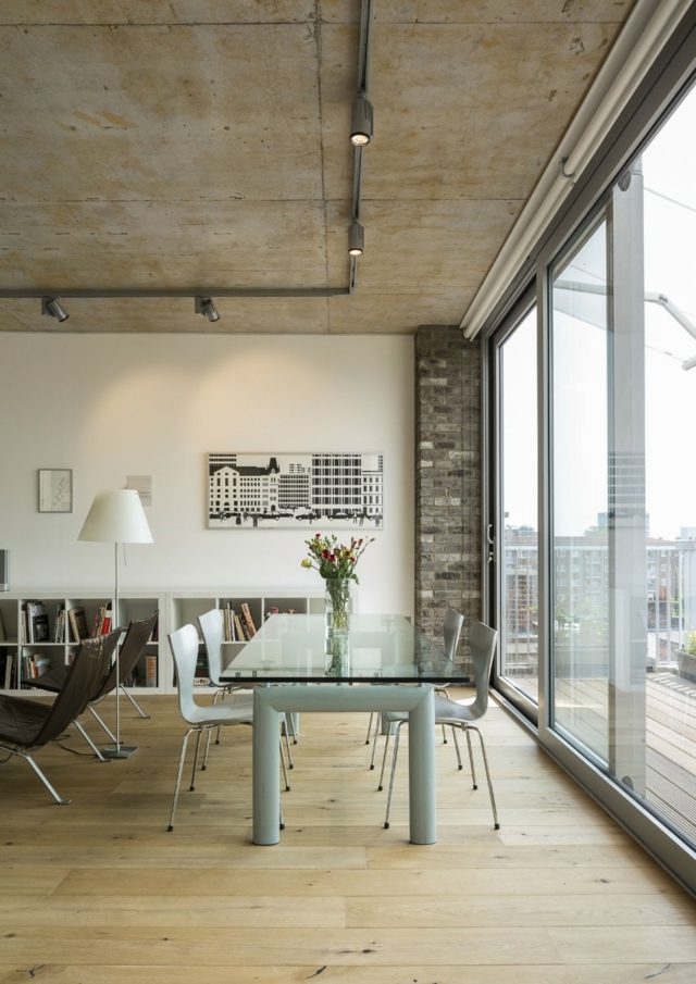 architecture moderne interieur fenetre table manger verre