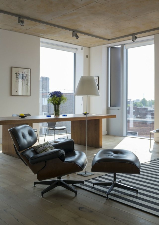 architecture moderne salle manger fauteuil cuir