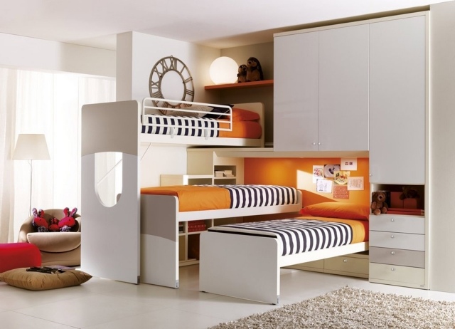 armoire-chambre-enfant-armoire-pont-blanche-accents-orange armoire chambre enfant