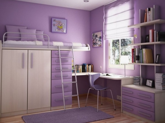armoire-chambre-enfant-lilas-pâle-tiroirs-armoire-pont armoire chambre enfant