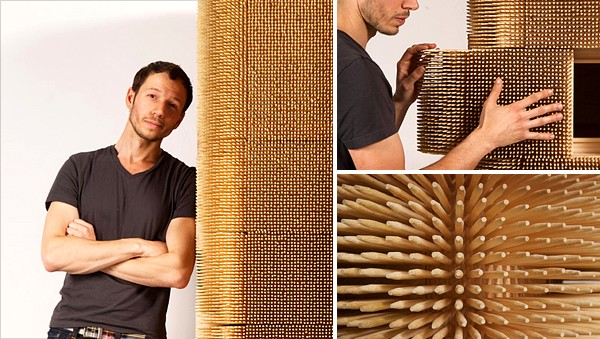 armoire en bois brochettes bambou
