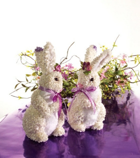 arrangements floraux Pâques lapins