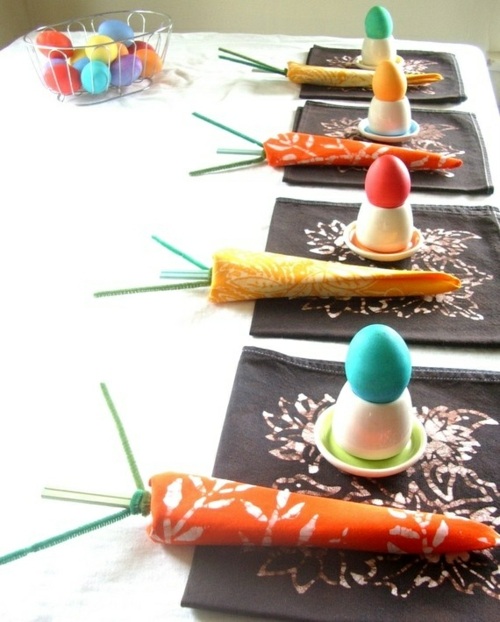 arts de la table coquetier oeuf carotte serviette