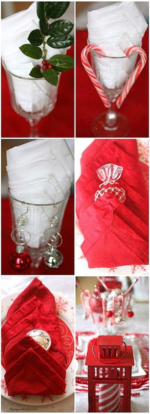 arts table serviette blanc rouge verre