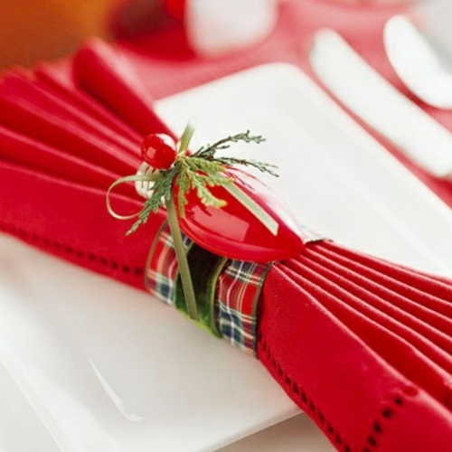 arts table tartan deco noel rouge serviette