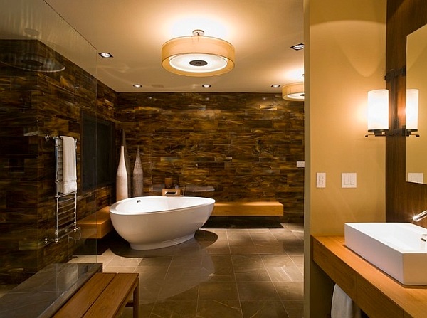 baignoire angulaire salle de bains contemporaine