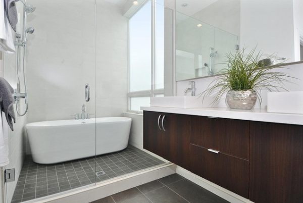 baignoire dans cabine douche design simple