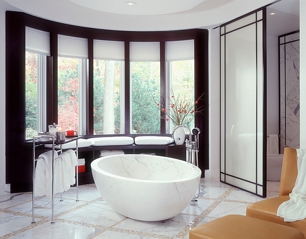 baignoire de design marbre thème asiatique