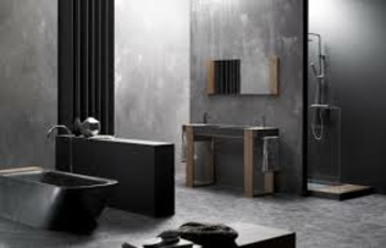 baignoire design pierre grise salle bain