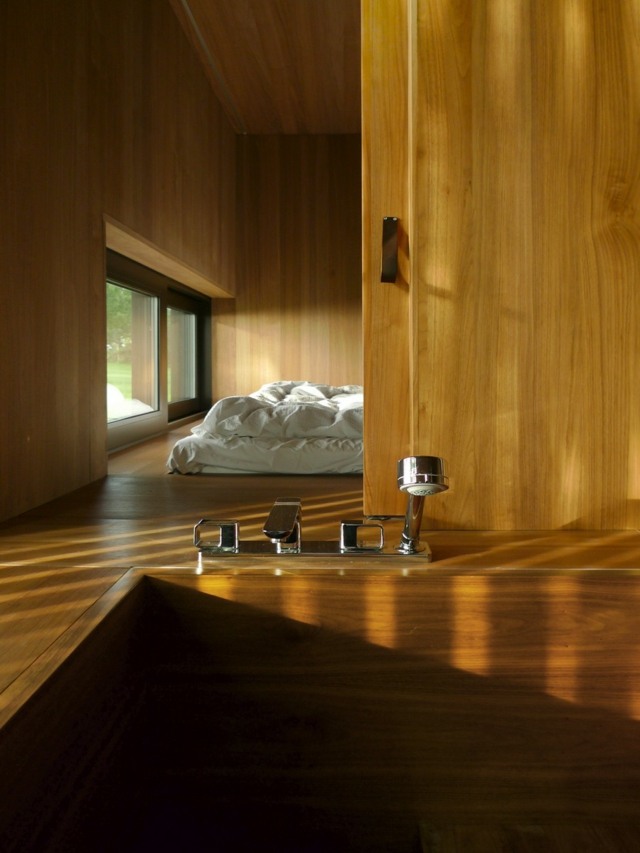 baignoire intégrable design bois chambre
