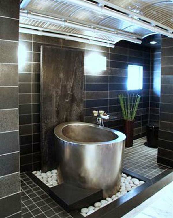 baignoire metallique petite salle bains chic