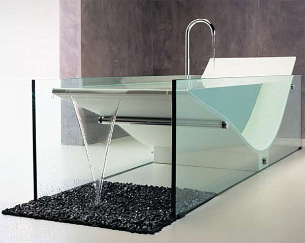 baignoire unique rebordement structure transparente