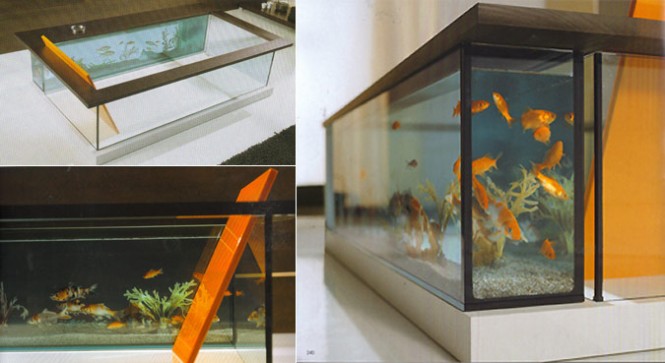 baignoires design aquarium integré poissons