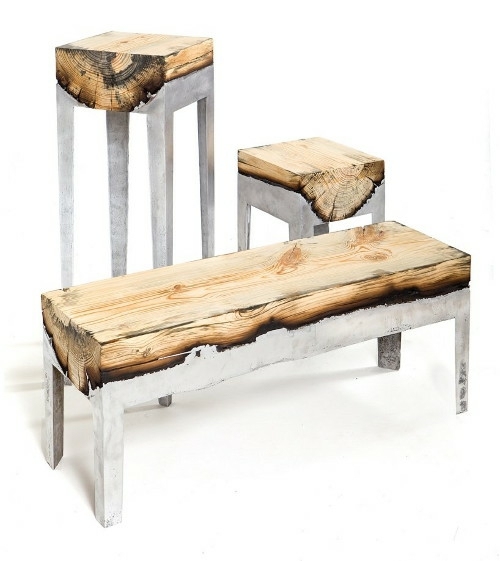 bancs table bois métal design