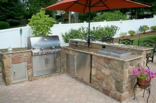 barbecue integre bar jardin