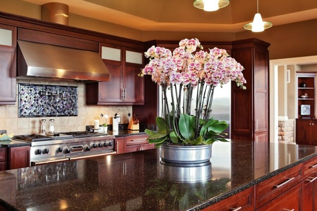 belle decoration salle manger orchidees