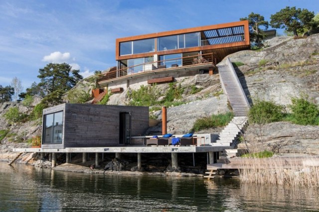 belle maison quai privé lac jetée Stockholm