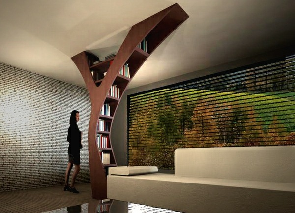 bibliothèque de design minimaliste contemporain bois