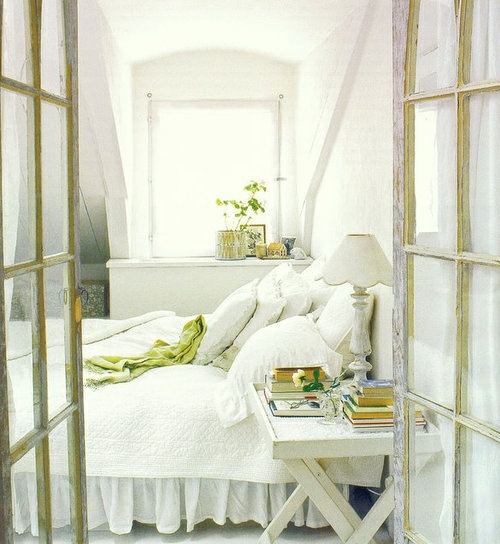 blanc vert lit chambre inspiration