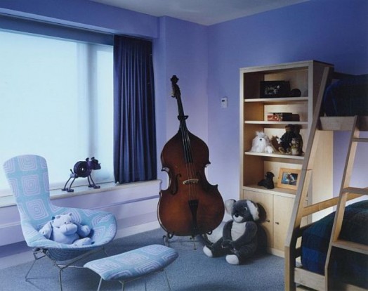bleu bois chambre enfant décoration
