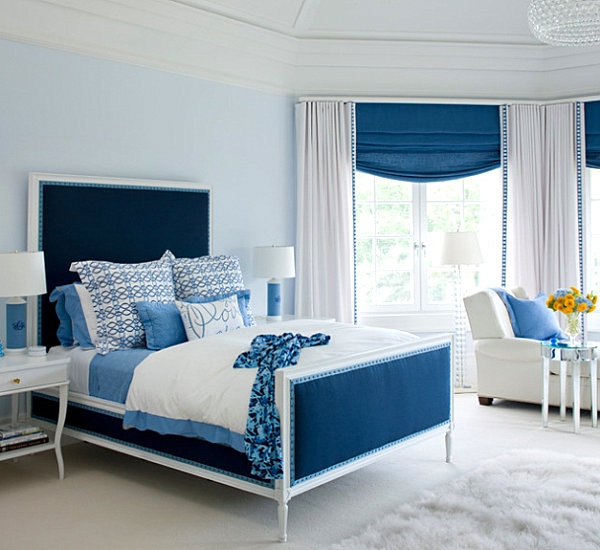 bleu design interieur chambre ado rideau