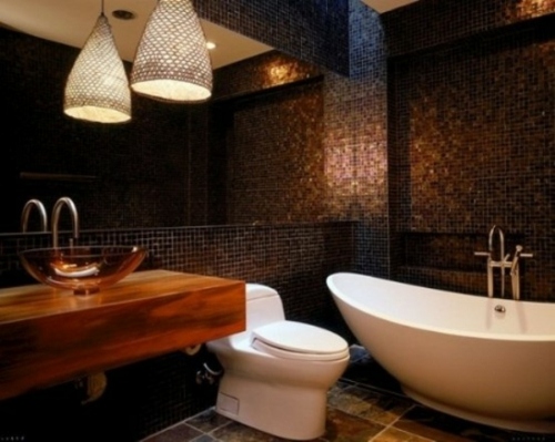 bois couleurs sombres salle bains masculine