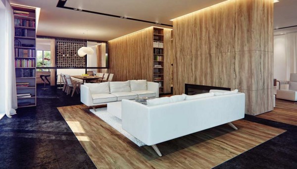 Intérieur moderne bois et pierre couleurs plutôt chaudes  appartement design