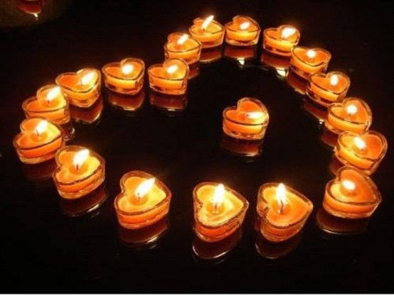 bougies Saint Valentin forme coeur