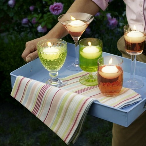 bougies chauffe plat flottent verres cocktail idée originale
