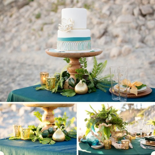 bougies decor vert gâteau mariage