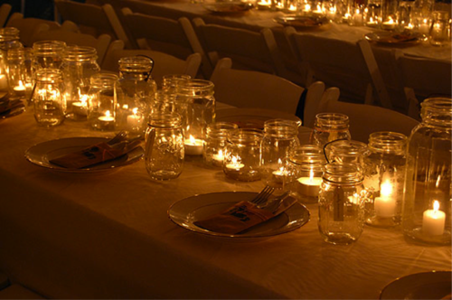 réveillon mariage bougies pots bocaux verre eclairage