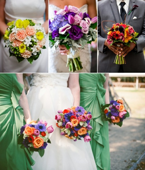 bouquet mariage rond couleurs différentes
