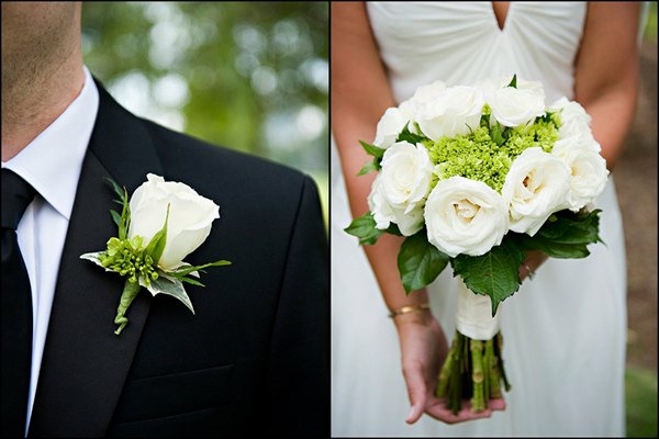 bouquet pour mariage blanc vert