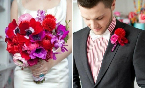 bouquet pour mariage violet rouge
