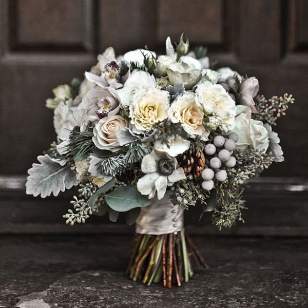 bouquet rond mariage couleur argenté