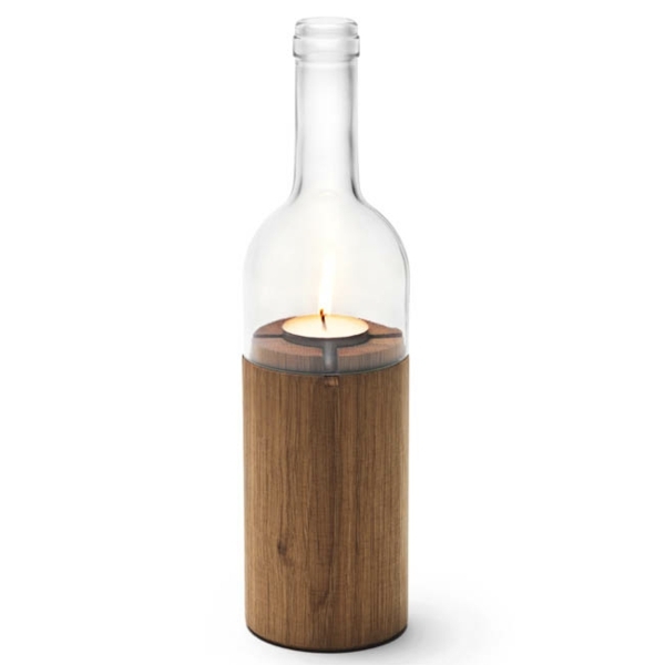 bouteille verre bois chandelier de design