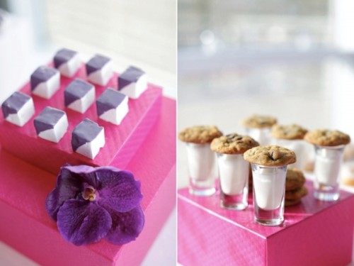 buffet de mariage orchidee shot lait biscuit