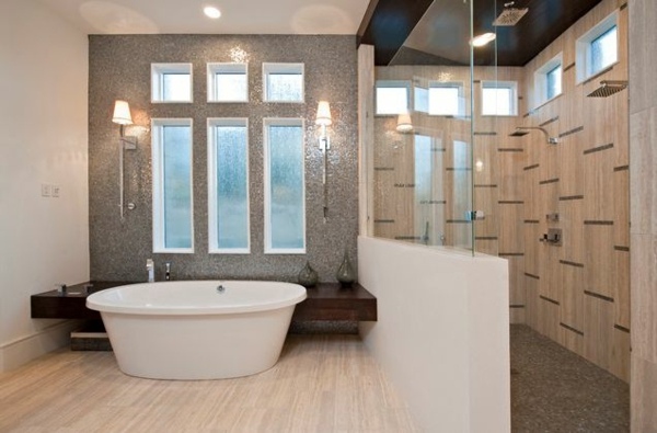 cabine de douche separant styles salle bains
