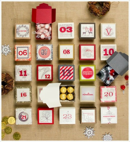 calendrier de l'Avent original boîtes-bonbons-chocolats