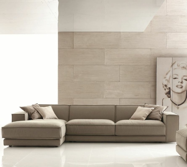 canape d'angle grand beige marilyn moderne