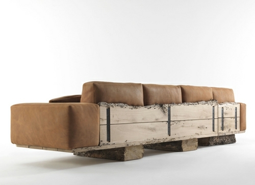 canapé design rustique bois cuir