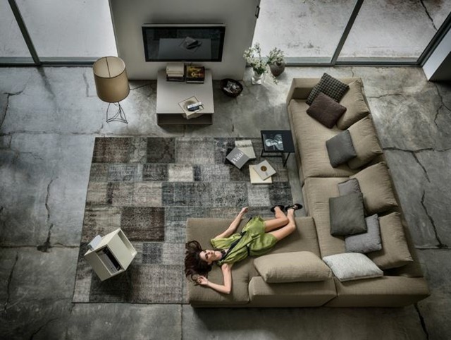 canape divan grand angle moderne luxe gris vert kaki sejour