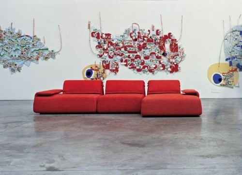 canapé moderne rouge modulable design