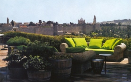 canape vert terrasse de toit exterieure magnifique