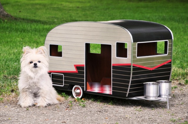 caravane pour chien personnalisable noir blanc