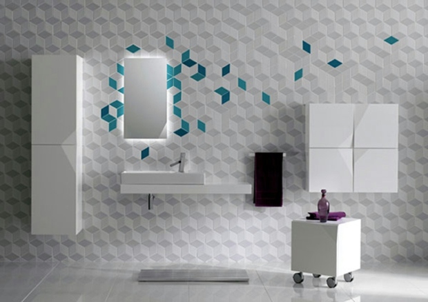 carrelage mural salle de bain futuriste