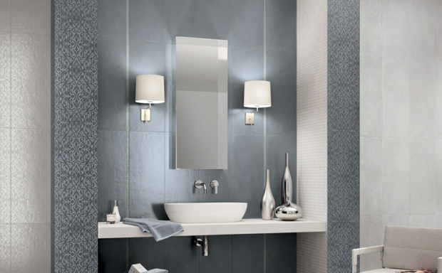 carrelage salle de bain nuances bleues motifs inspiration orientale