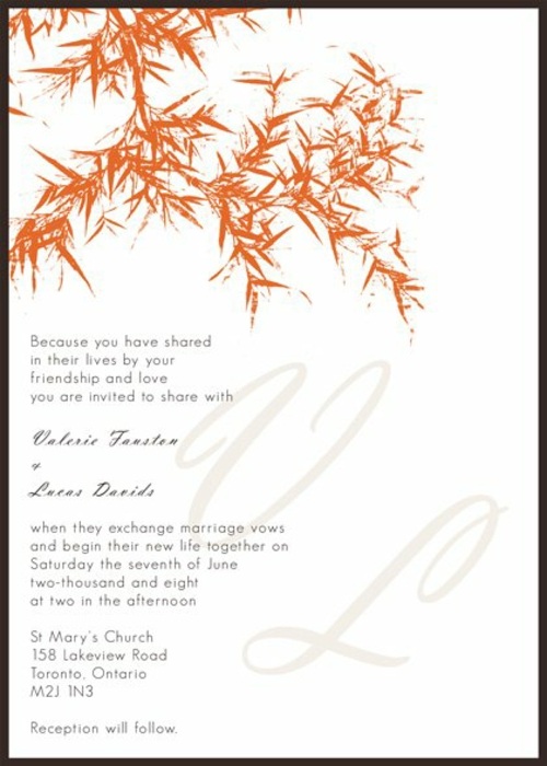 carte d'invitation mariage automne idee
